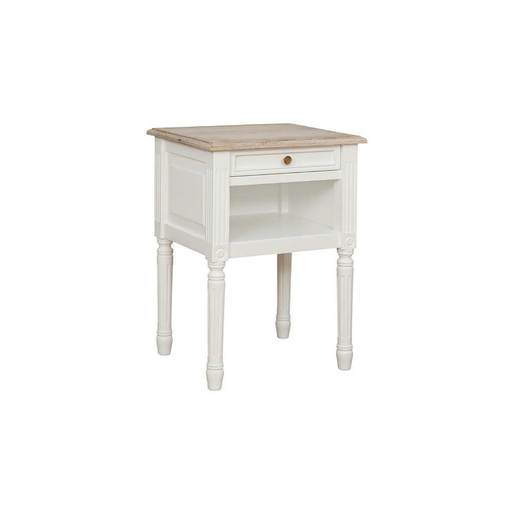 ORLEANS - Bedside table H70 - Brushed white and whitened acacia