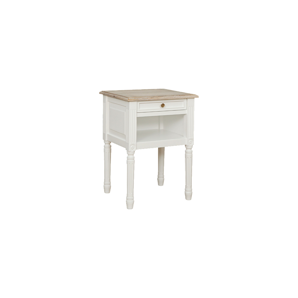 ORLEANS - Bedside table H70 - Brushed white and whitened acacia