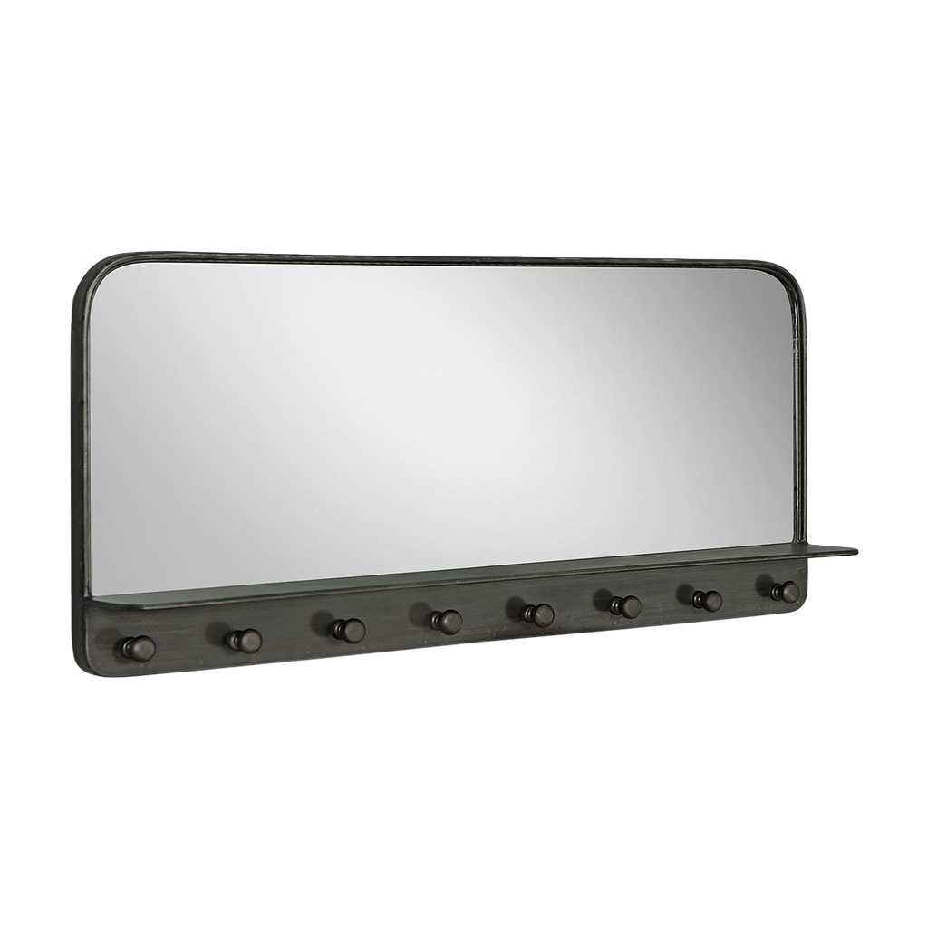 SELMA - Metal coat rack with mirror L100 - Vintage anthracite