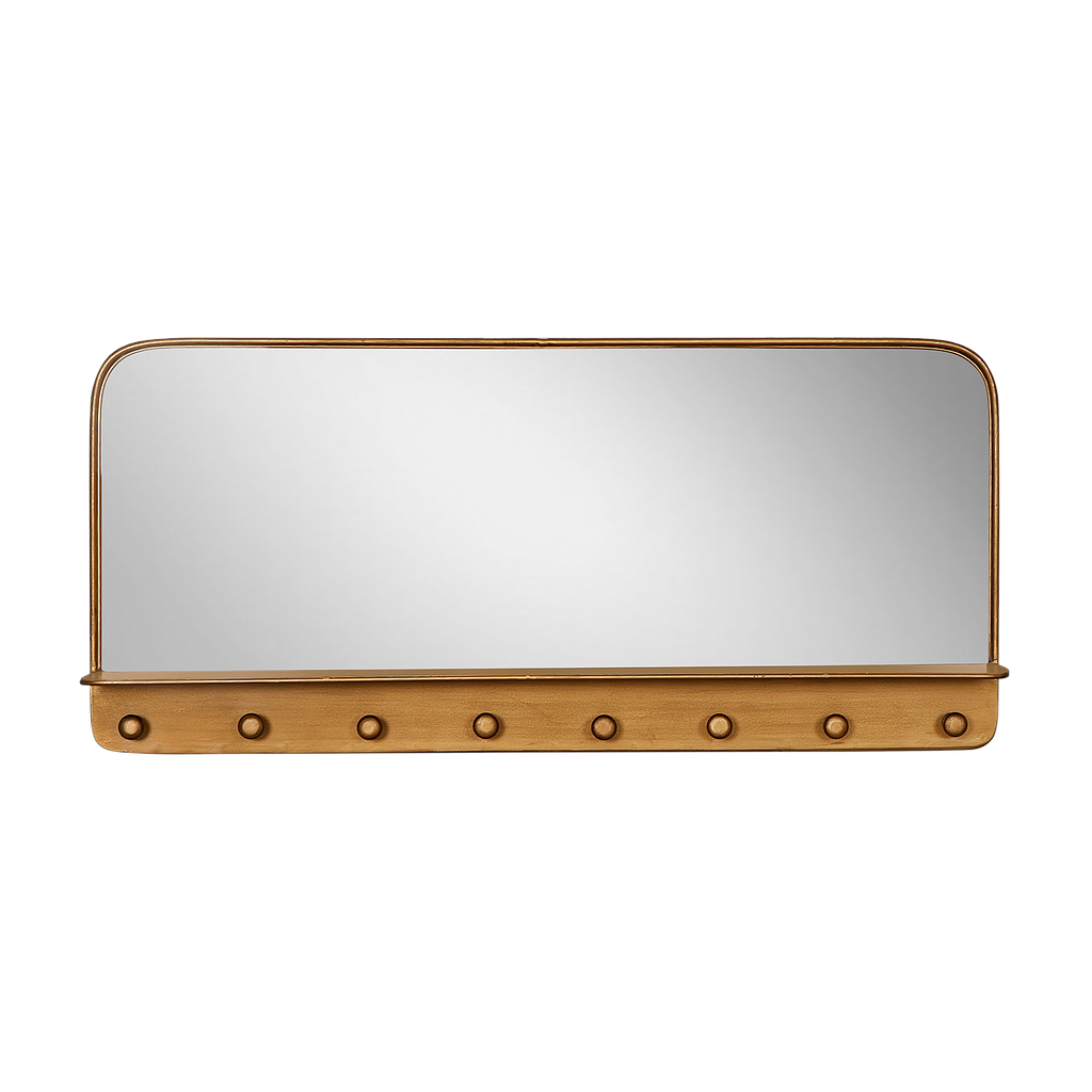 SELMA - Metal coat rack with mirror L100 - Vintage brass