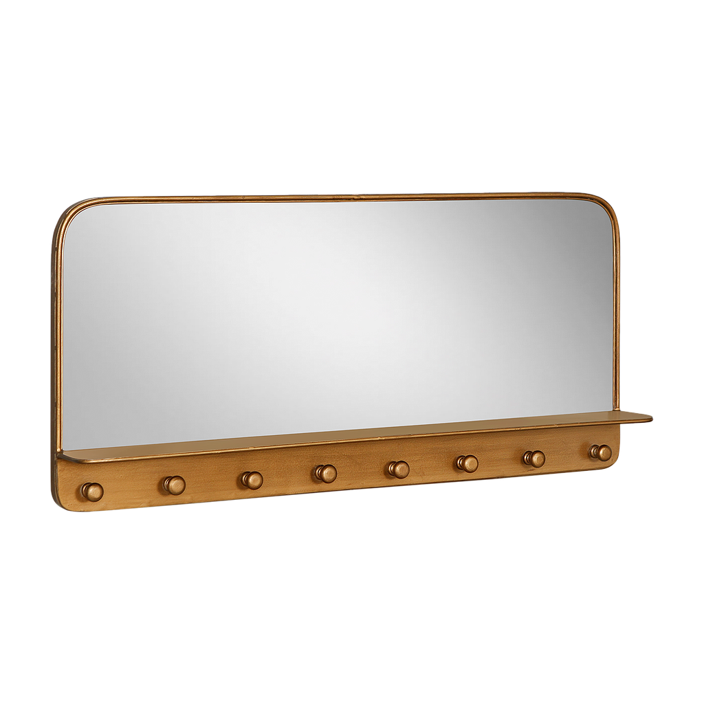 SELMA - Metal coat rack with mirror L100 - Vintage brass