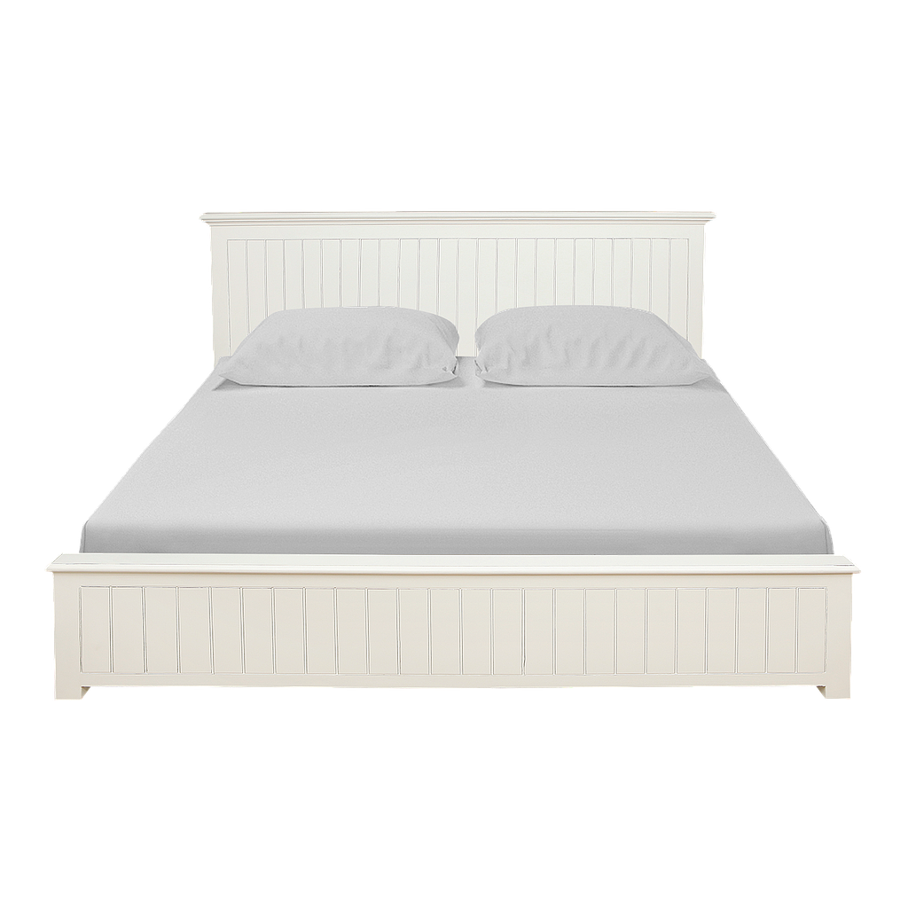 NEIL - Super king size bed 200x200 - Brocante white / 4 drawers