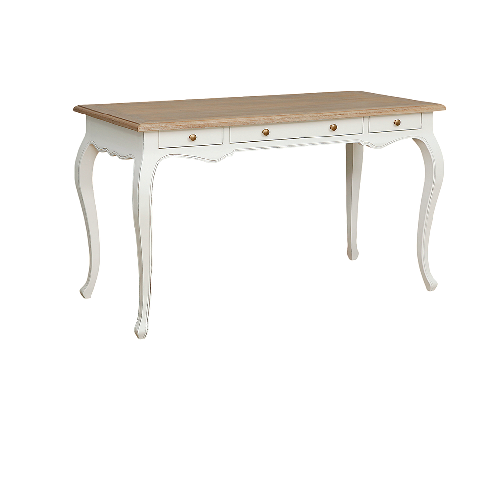 FLORIE - Writting Desk L130 x W60 - Brocante white and Toffee