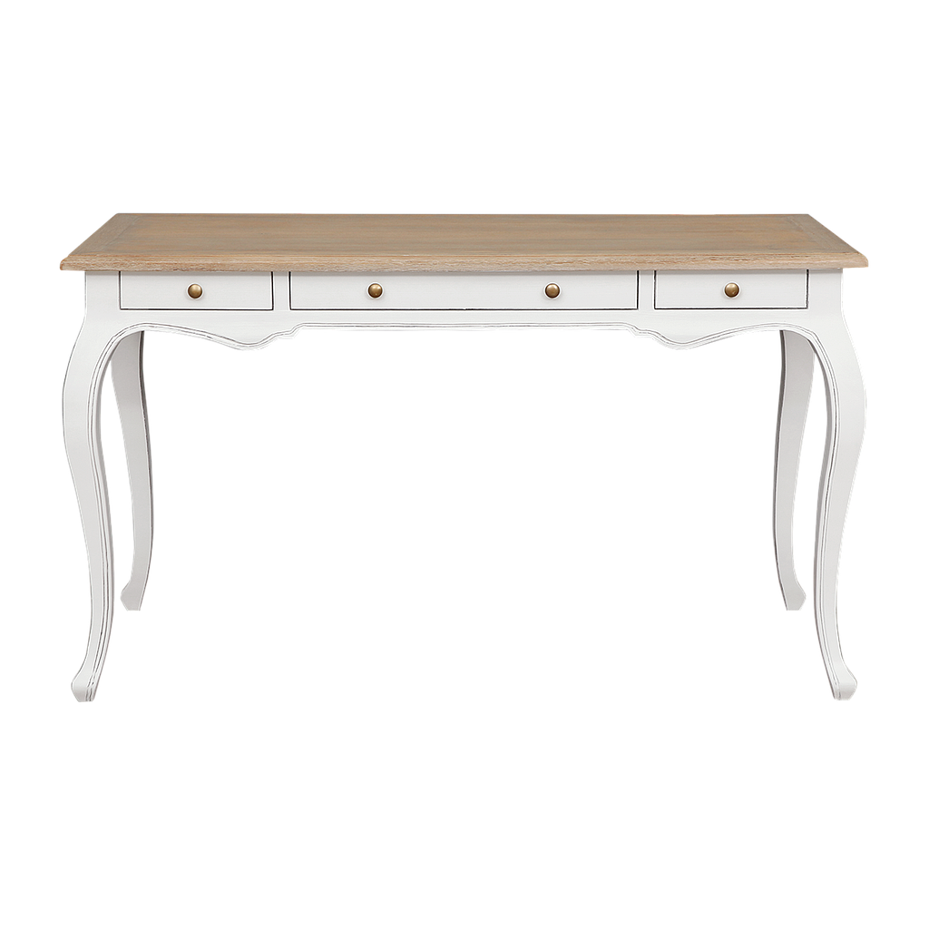 FLORIE - Writting Desk L130 x W60 - Brocante white and toffee