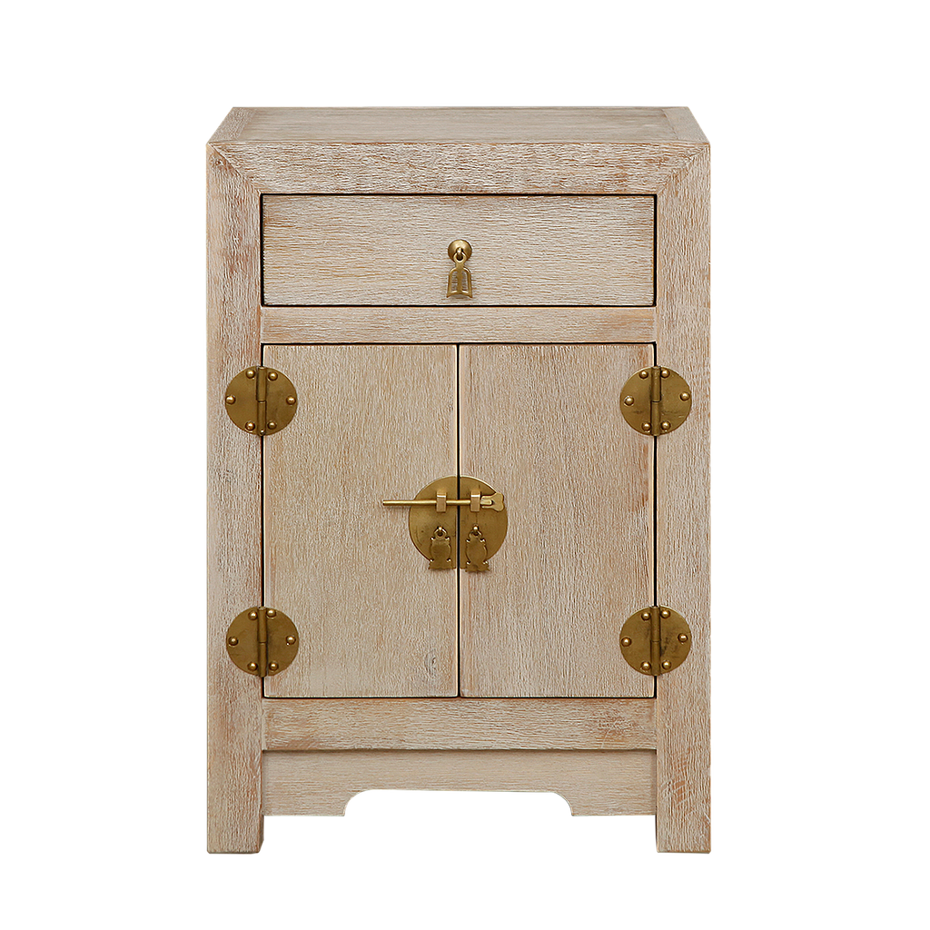 XIAN - Bedside table H62 - Whitened acacia