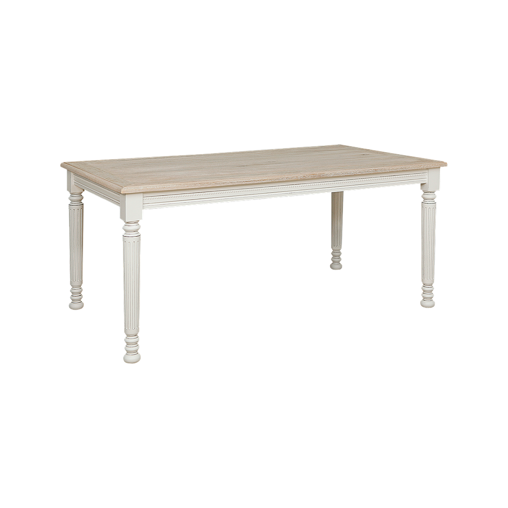 ORLEANS - Dining table L160 x W90 - Brocante white and Whitened acacia