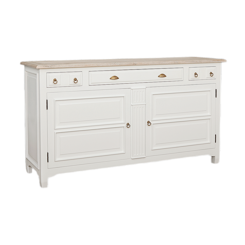 PAUL - Sideboard L180 - Brushed white and whitened acacia