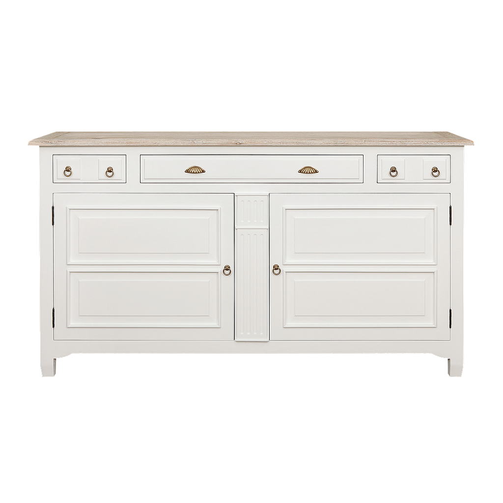 PAUL - Sideboard L180 - Brushed white and whitened acacia