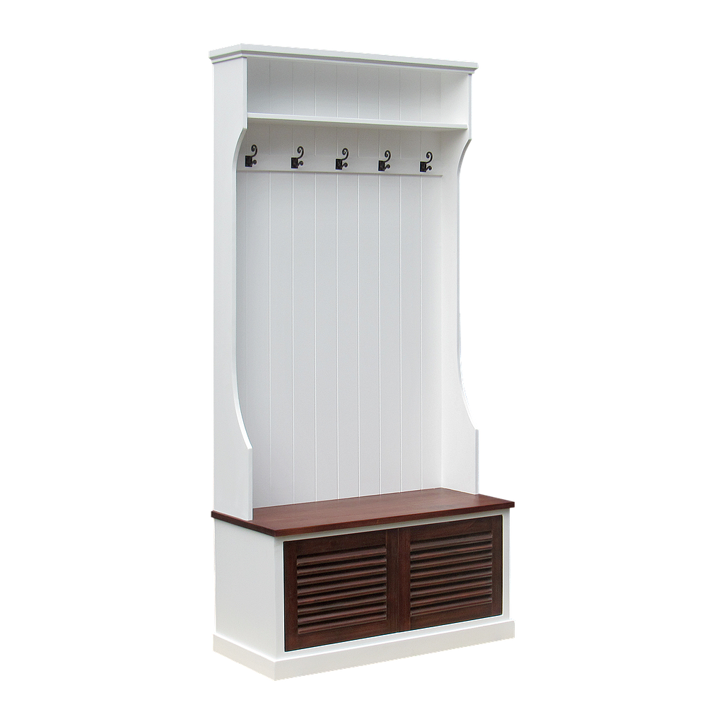 VICTORINE - Hall tree L90 x H190 - Brushed white and Washed antic