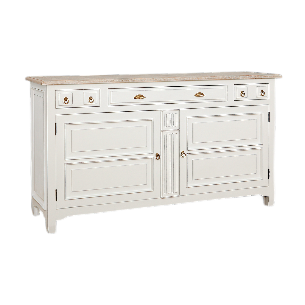 PAUL - Sideboard L180 - Brocante white and whitened acacia