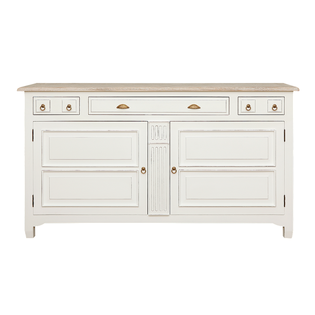 PAUL - Sideboard L180 - Brocante white and whitened acacia