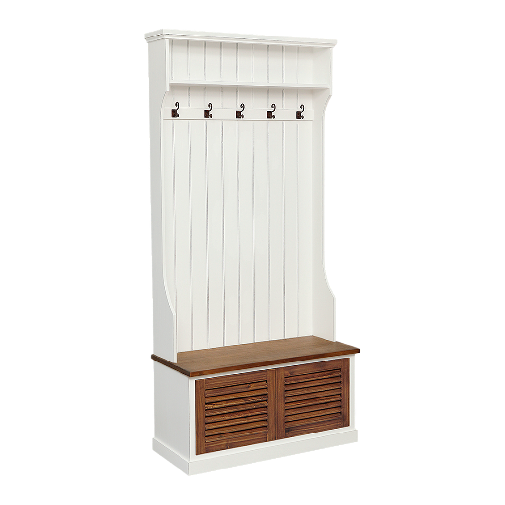 VICTORINE - Hall tree L90 x H190 - Brocante white and Washed antic