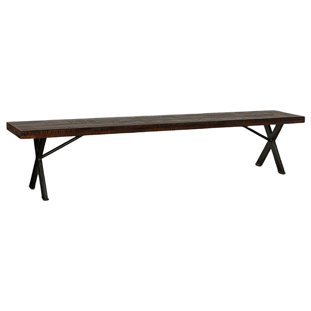 BALTIMORE - Bench L220 - Patina black and Black scraped
