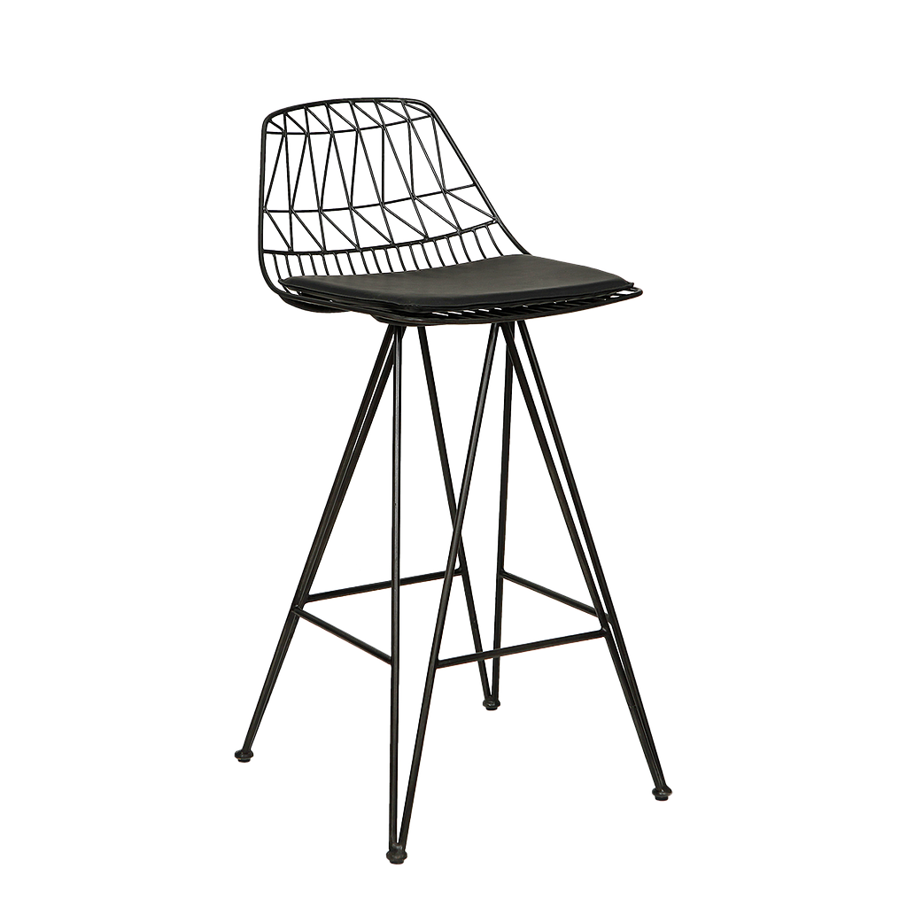WIRE - Bar chair H100 - Vintage anthracite and Black cushion