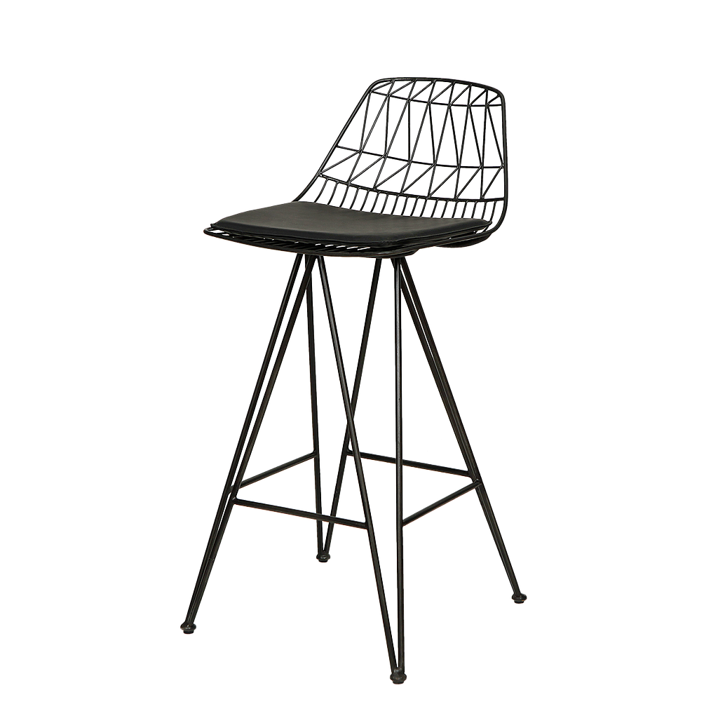 WIRE - Bar chair H100 - Vintage anthracite and Black cushion