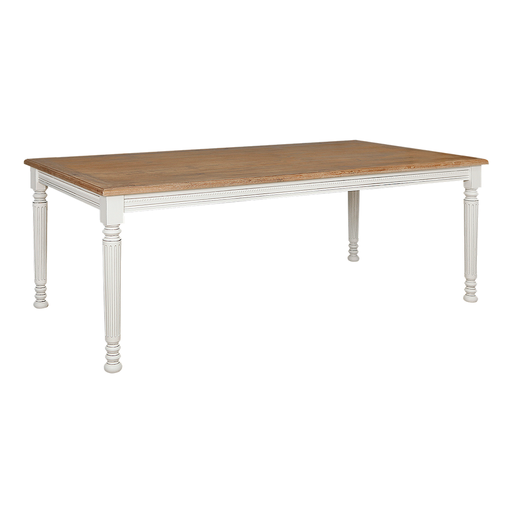 ORLEANS - Dining table L200 x W100 - Brocante white and Toffee