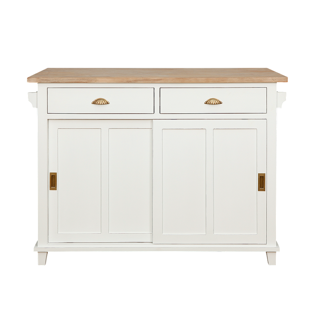 DEE - Kitchen island L120 x W50/70 - Brocante white and Toffee