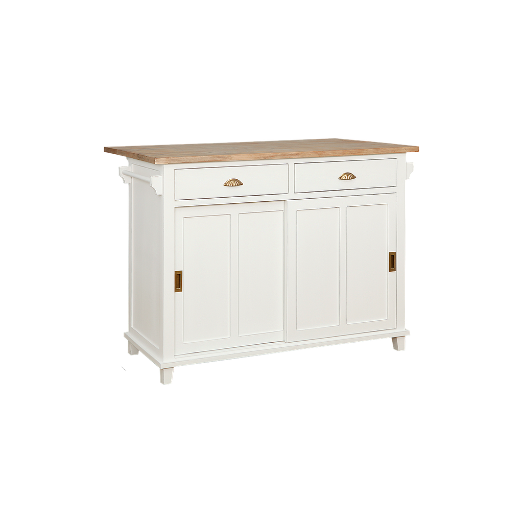 DEE - Kitchen island L120 x W50/70 - Brocante white and Toffee