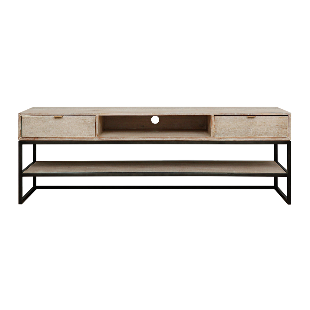 HARPA - TV stand L160 - Whitened acacia and Vintage anthracite
