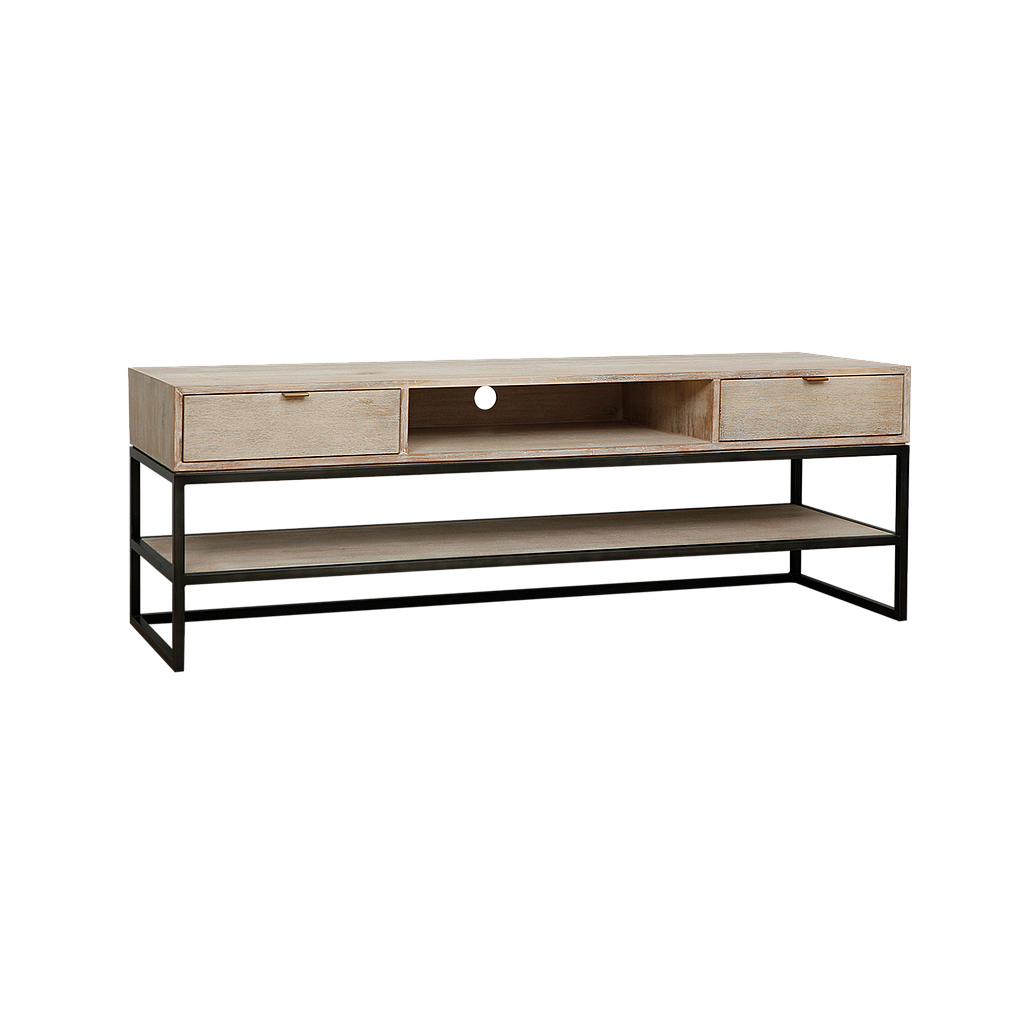 HARPA - TV stand L160 - Whitened acacia and Vintage anthracite