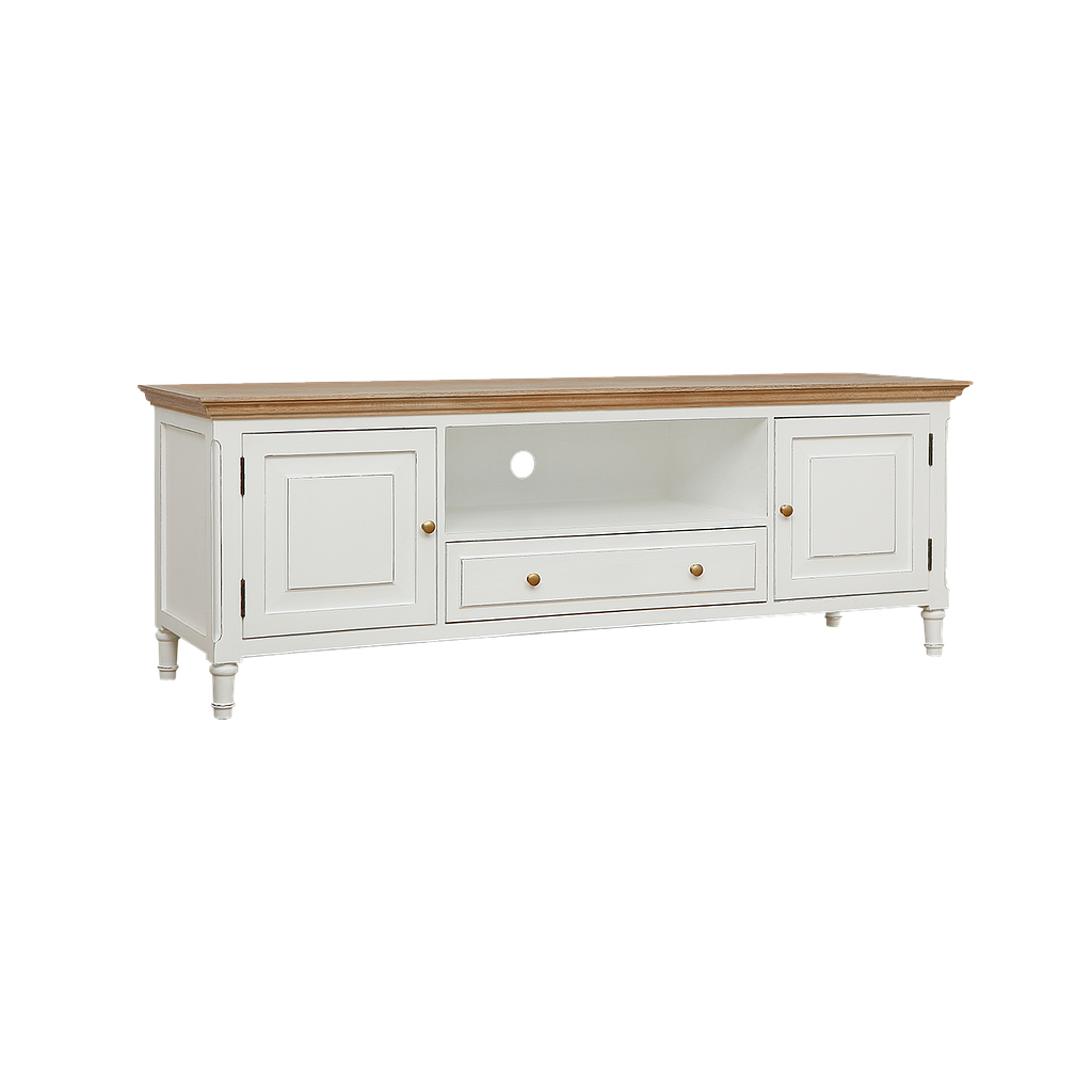 RIKKE - TV stand L160 - Brocante white and Toffee
