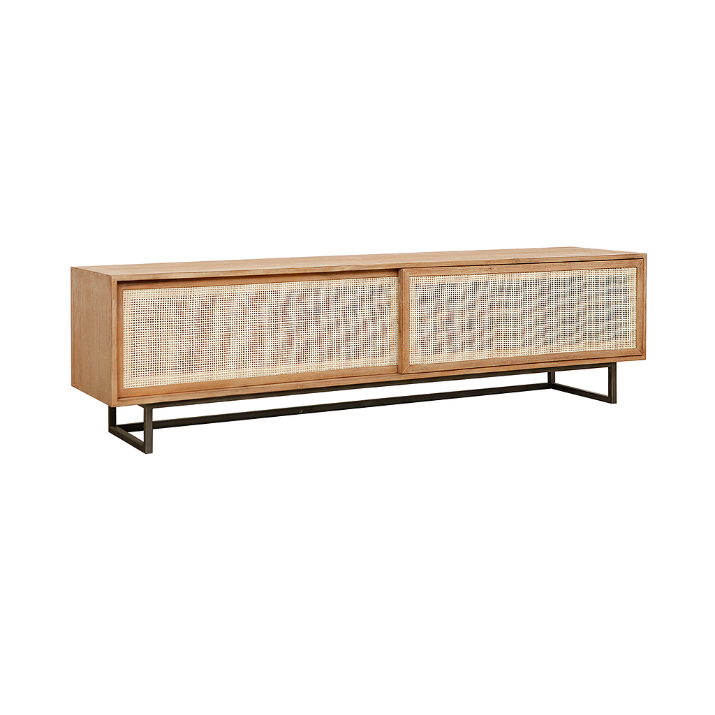 ELIDA - TV stand L180 - Toffee, Natural cane and Vintage anthracite