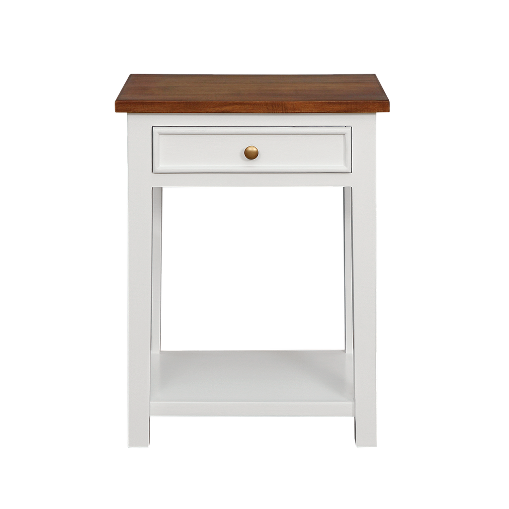 ALES - Bedside table H60 - Brushed white and washed antic