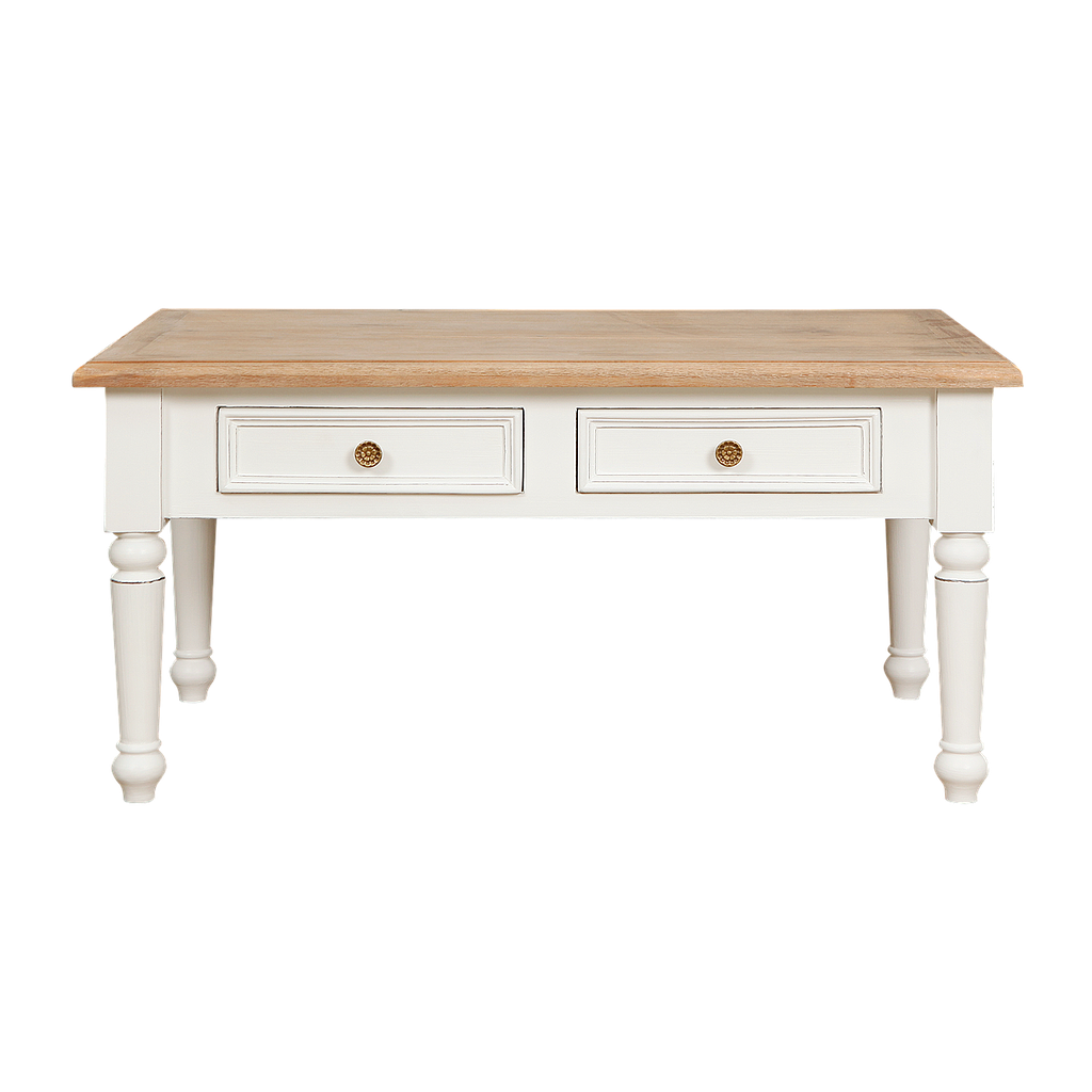 BERENICE - Coffee table L90 x W50 - Brocante white and Toffee