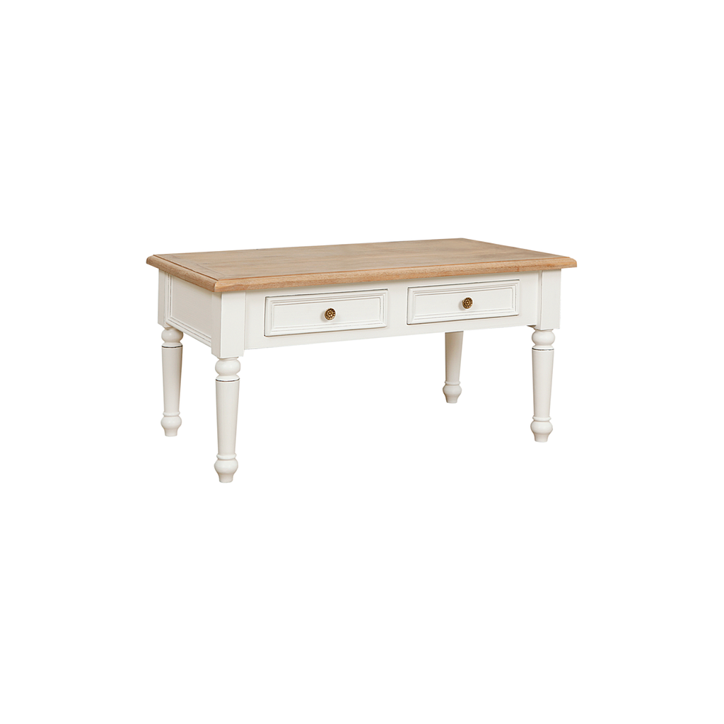 BERENICE - Coffee table L90 x W50 - Brocante white and Toffee