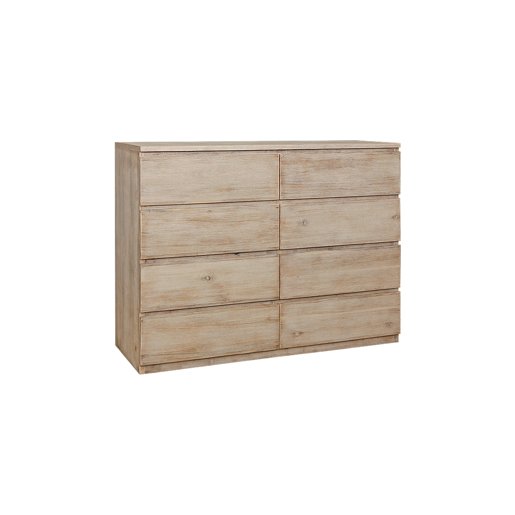 TIAGO - Chest of drawers L142 x H110 - Whitened acacia