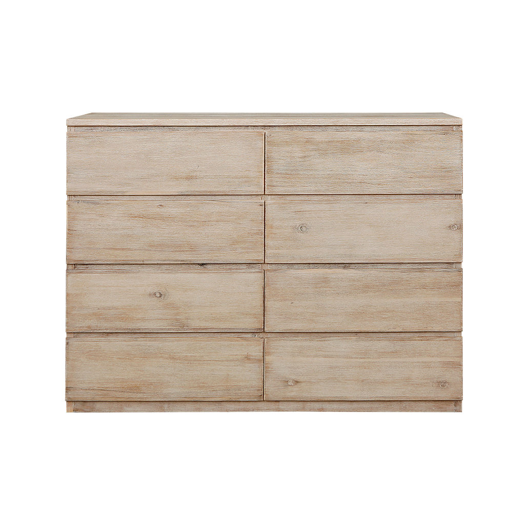 TIAGO - Chest of drawers L142 x H110 - Whitened acacia