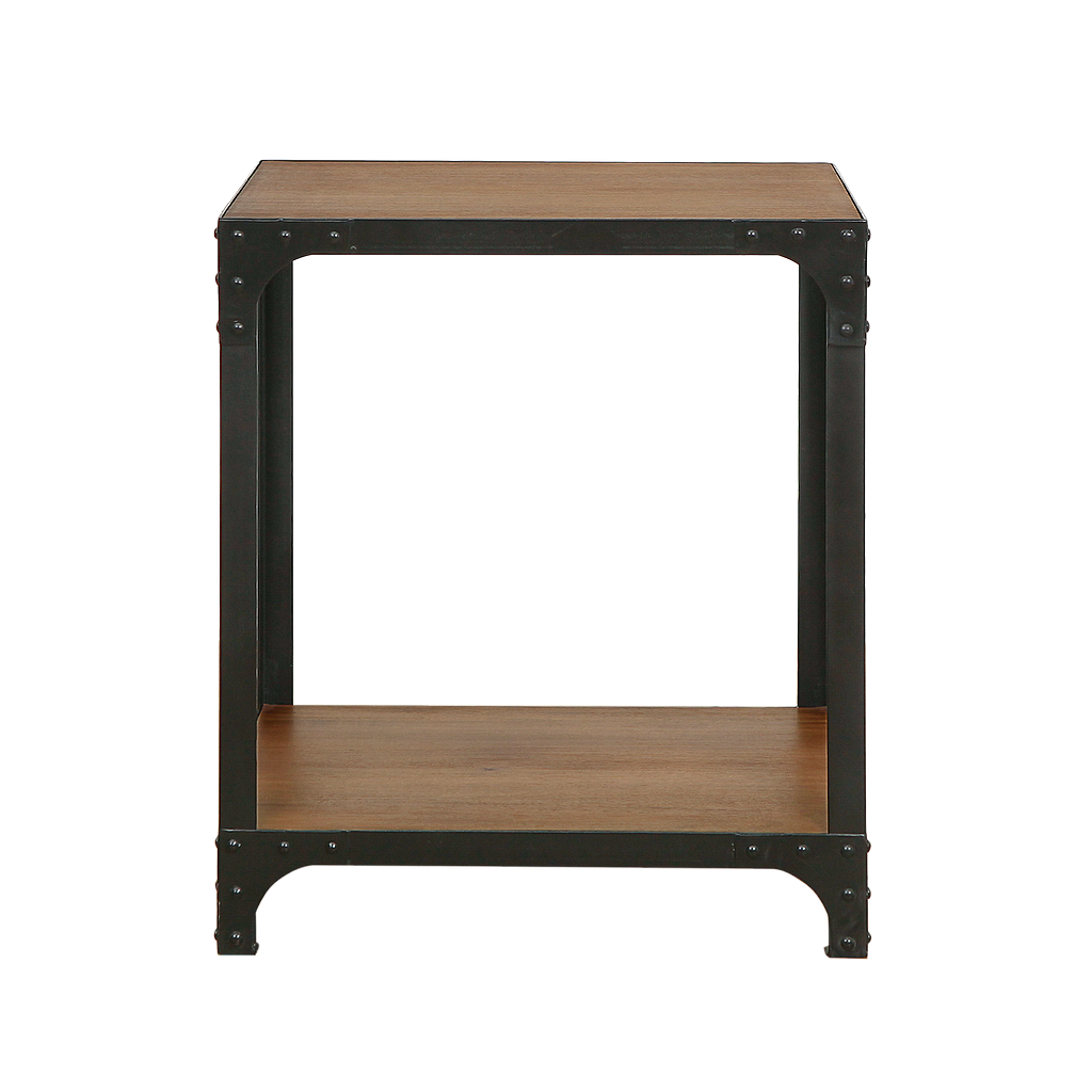 MANHATTAN - Bedside table H60 - Matt black and Washed antic