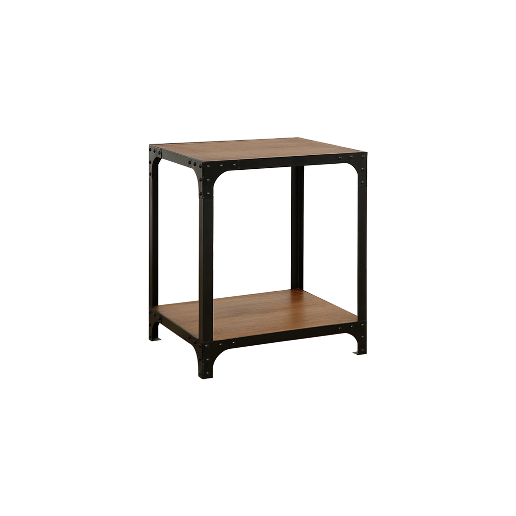 MANHATTAN - Bedside table H60 - Matt black and Washed antic