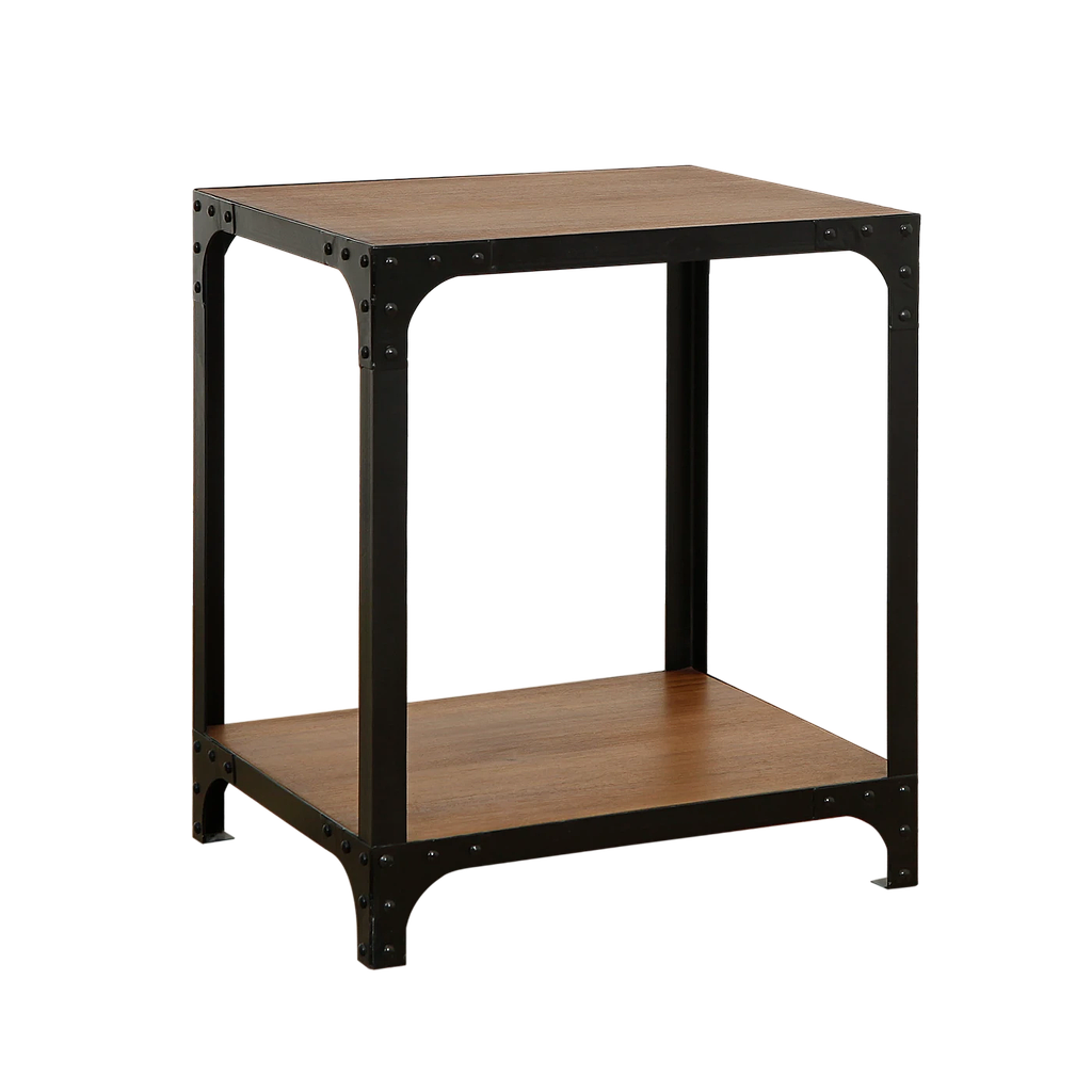 MANHATTAN - Bedside table H60 - Matt black and Washed antic