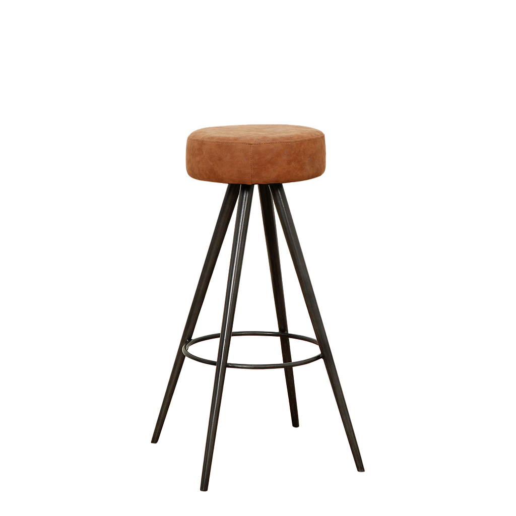 JORDAN - Bar stool H80 - Vintage anthracite and Camel seat cover