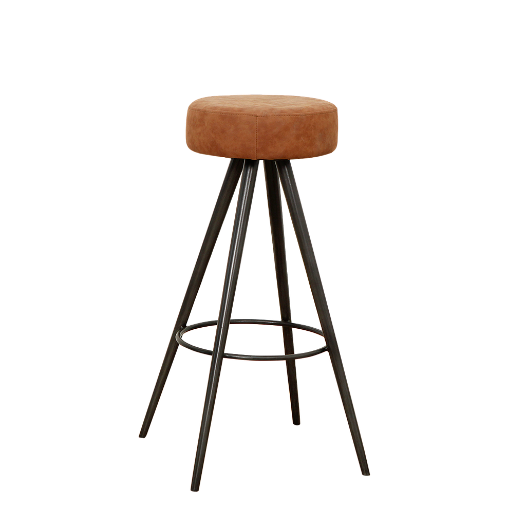 JORDAN - Bar stool H80 - Vintage anthracite and Camel seat cover