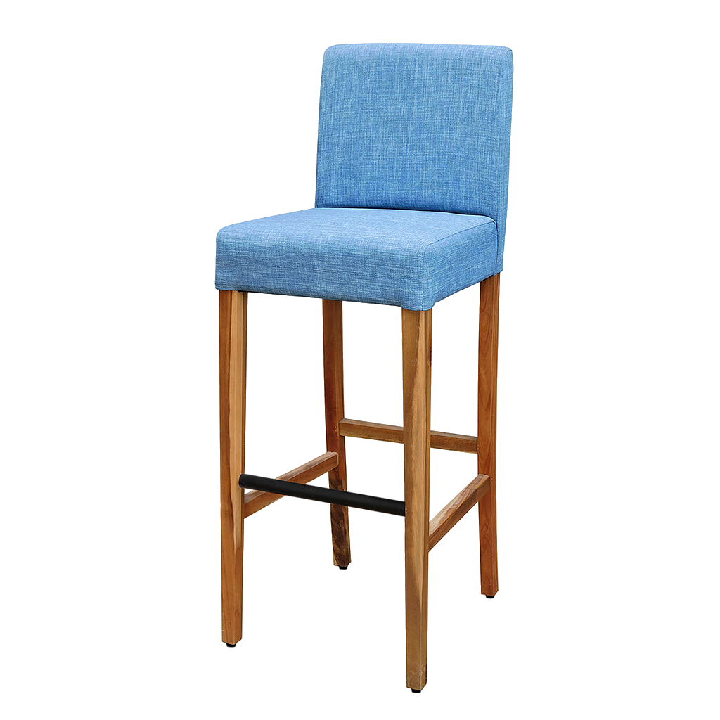 OSKAR - Bar stool H115 - Natural acacia and Blue cover
