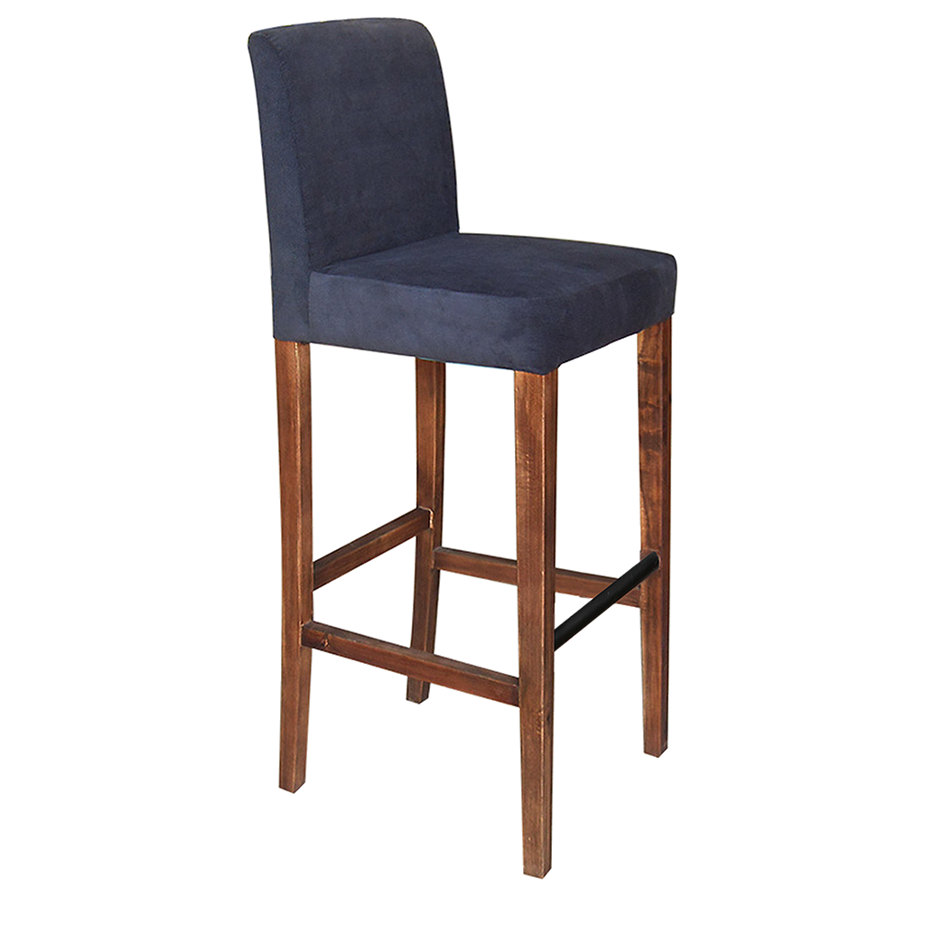 OSKAR - Bar stool H115 - Washed antic and Dark blue cover