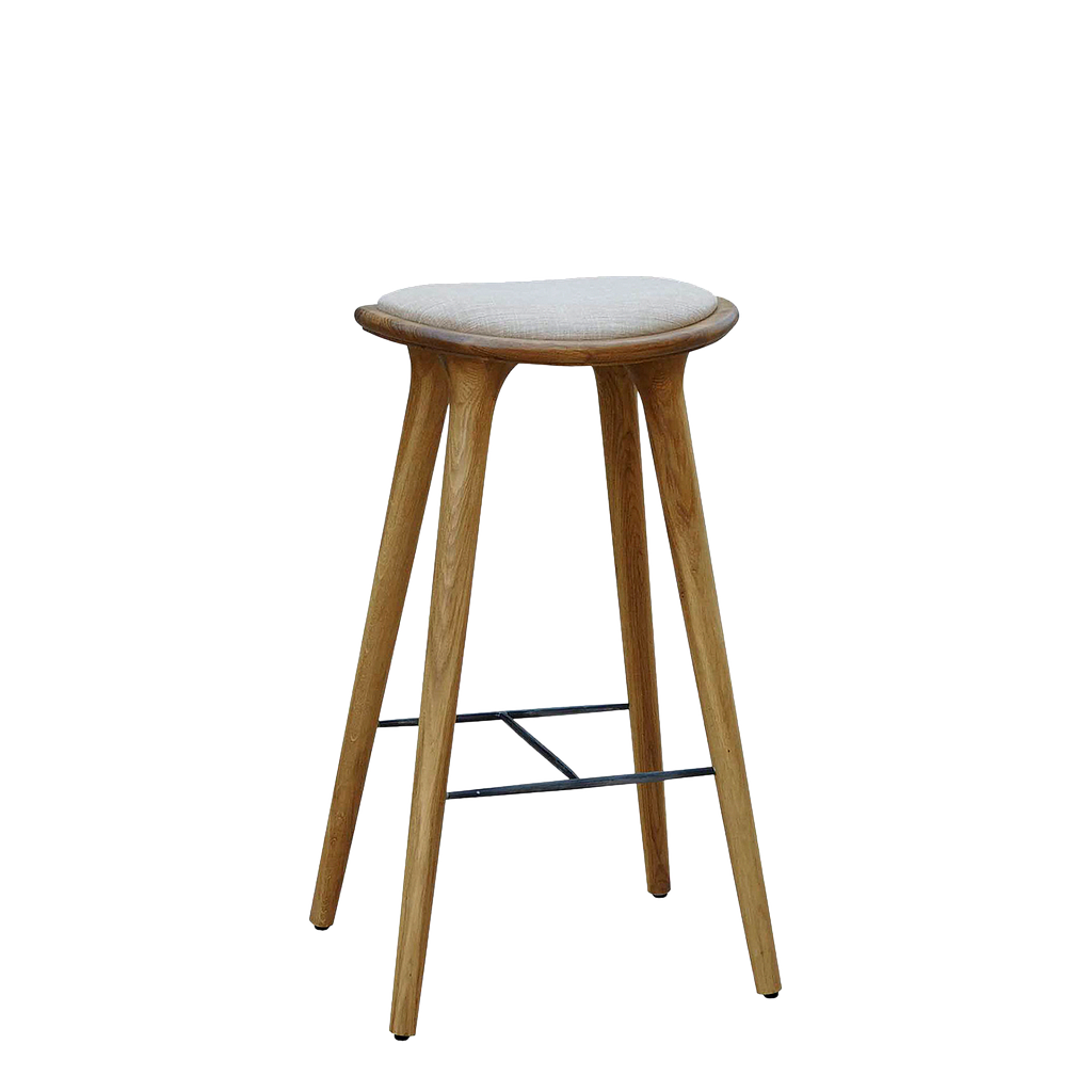 BALMA - Bar stool H76 - Natural oak and Beige cover