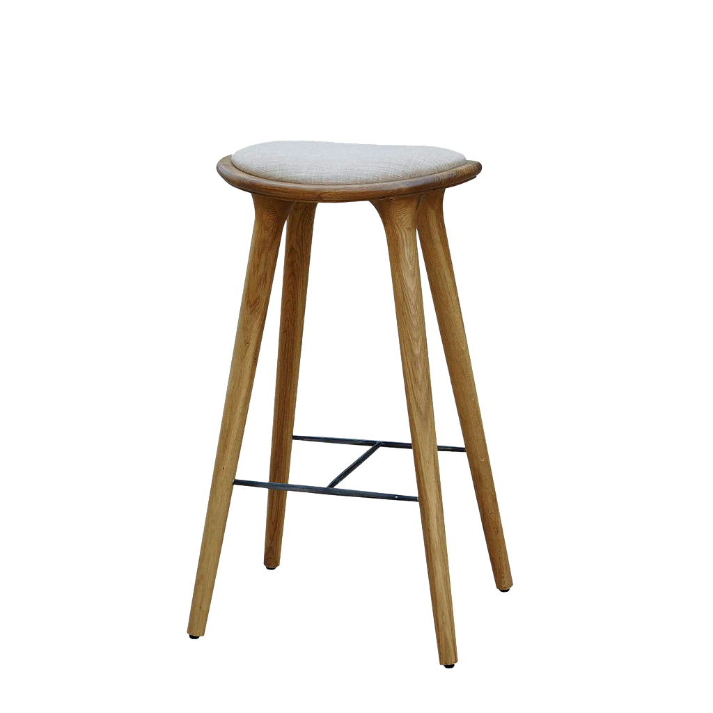BALMA - Bar stool H76 - Natural oak and Beige cover