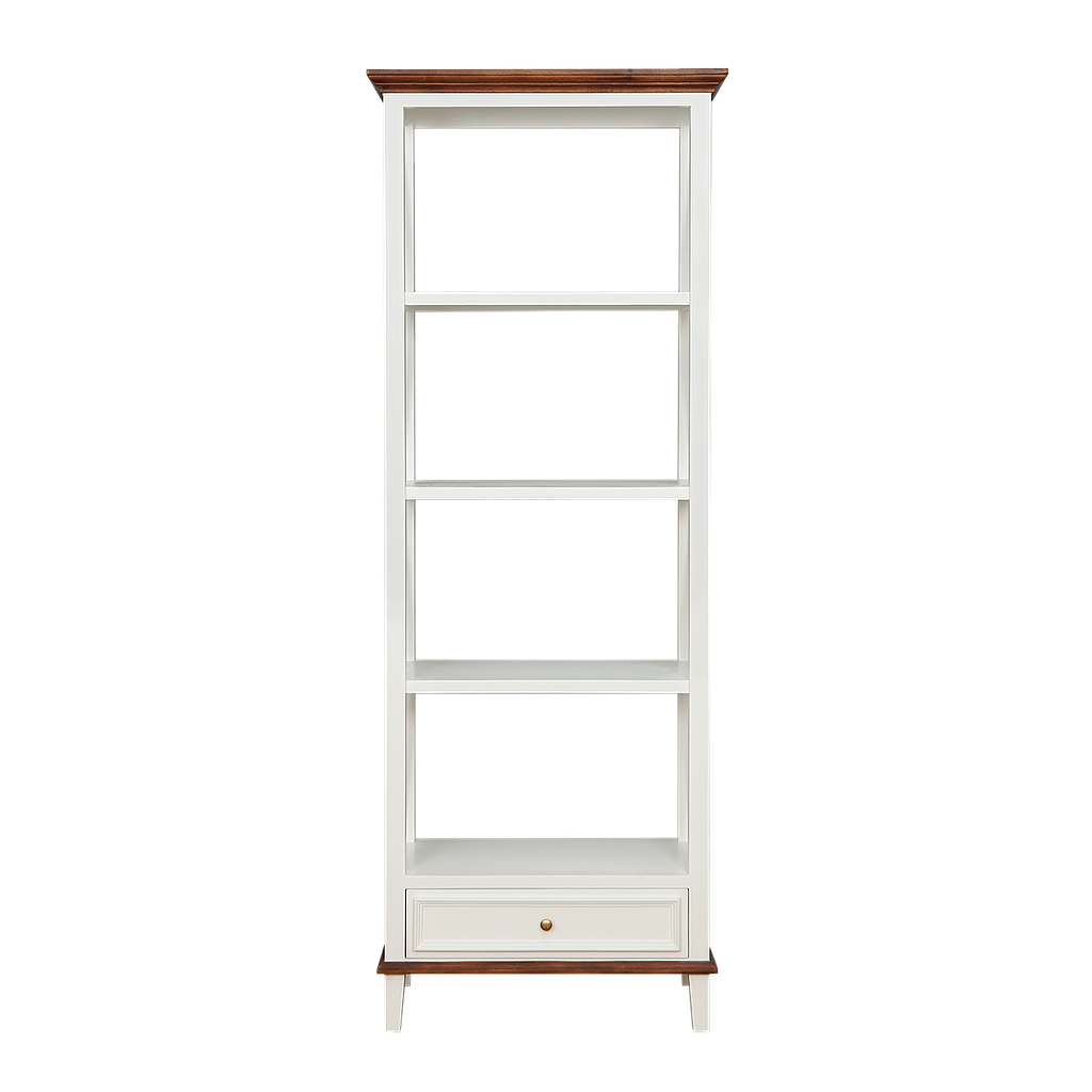 DAPHNEE - Bookcase L70 x H190 - Brushed white and Washed antic