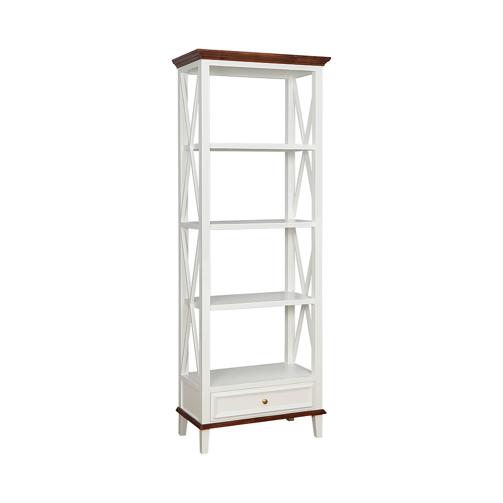 DAPHNEE - Bookcase L70 x H190 - Brushed white and Washed antic