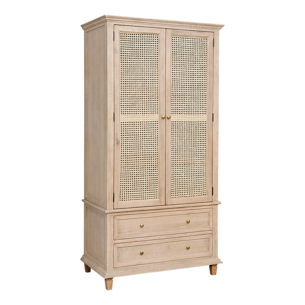 LLONA - Wardrobe L100 x H200 - Toffee and Natural cane