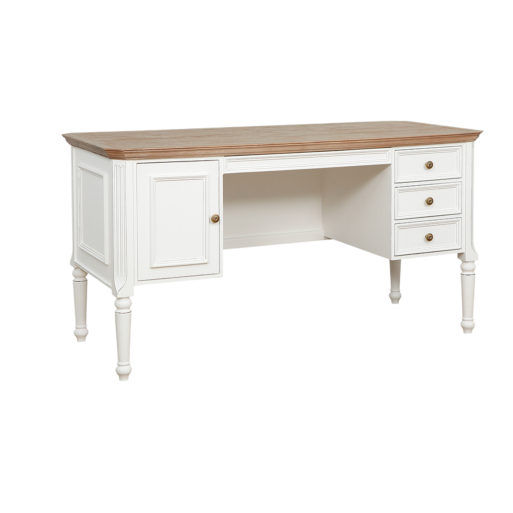 LISANDRO - Desk L140 x W60 - Brocante white and Toffee