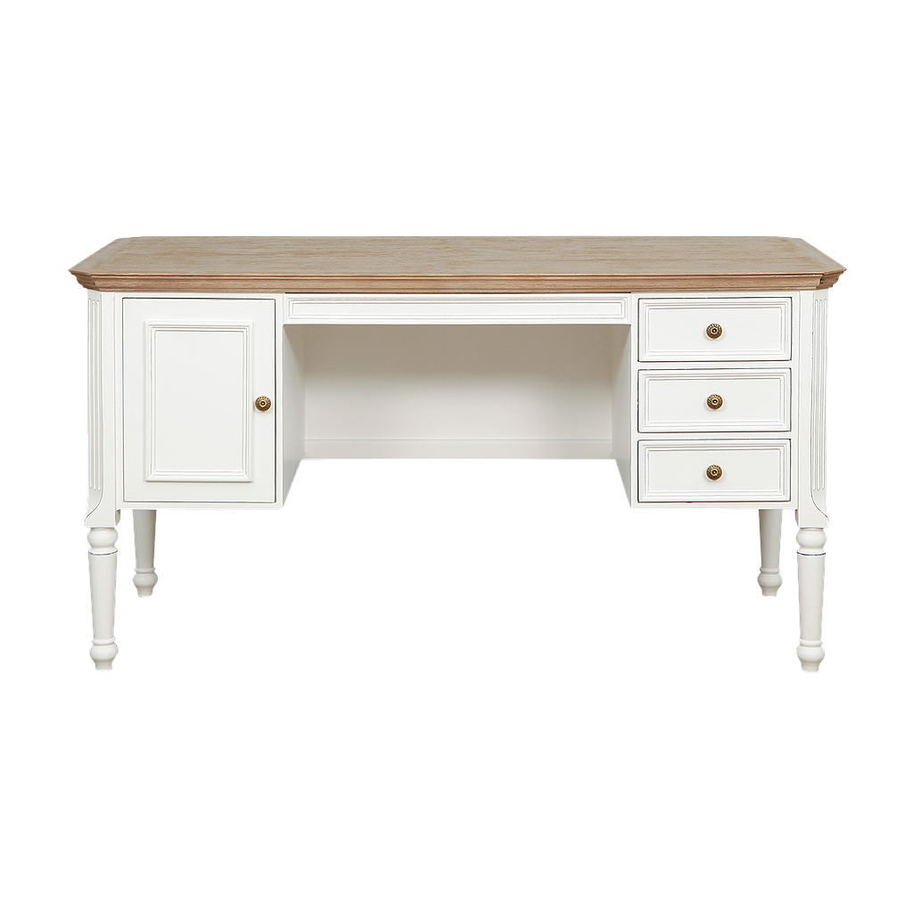 LISANDRO - Desk L140 x W60 - Brocante white and Toffee