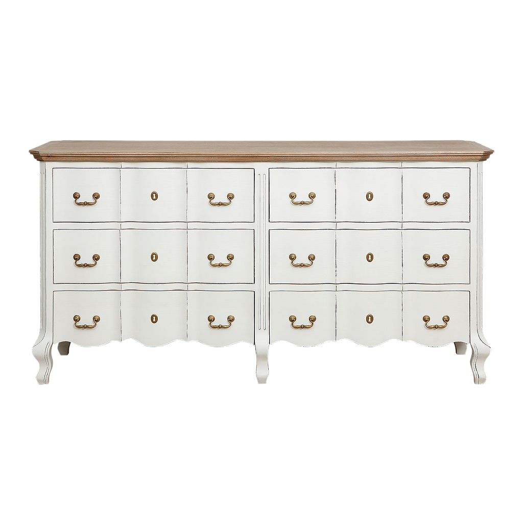 ALEXIA - Chest of drawers L163 x H85 - Brocante white and Toffee