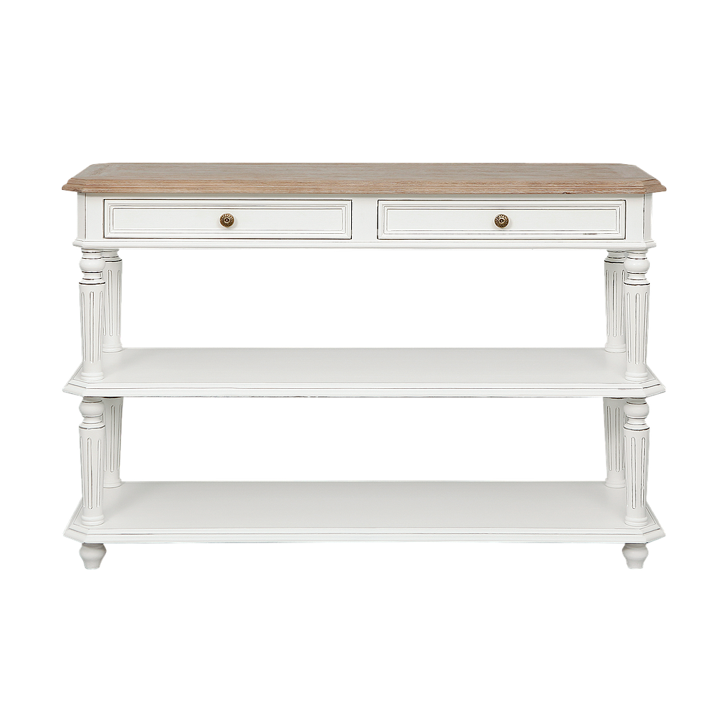 ANNE - Console table L120 - Brocante white and Toffee