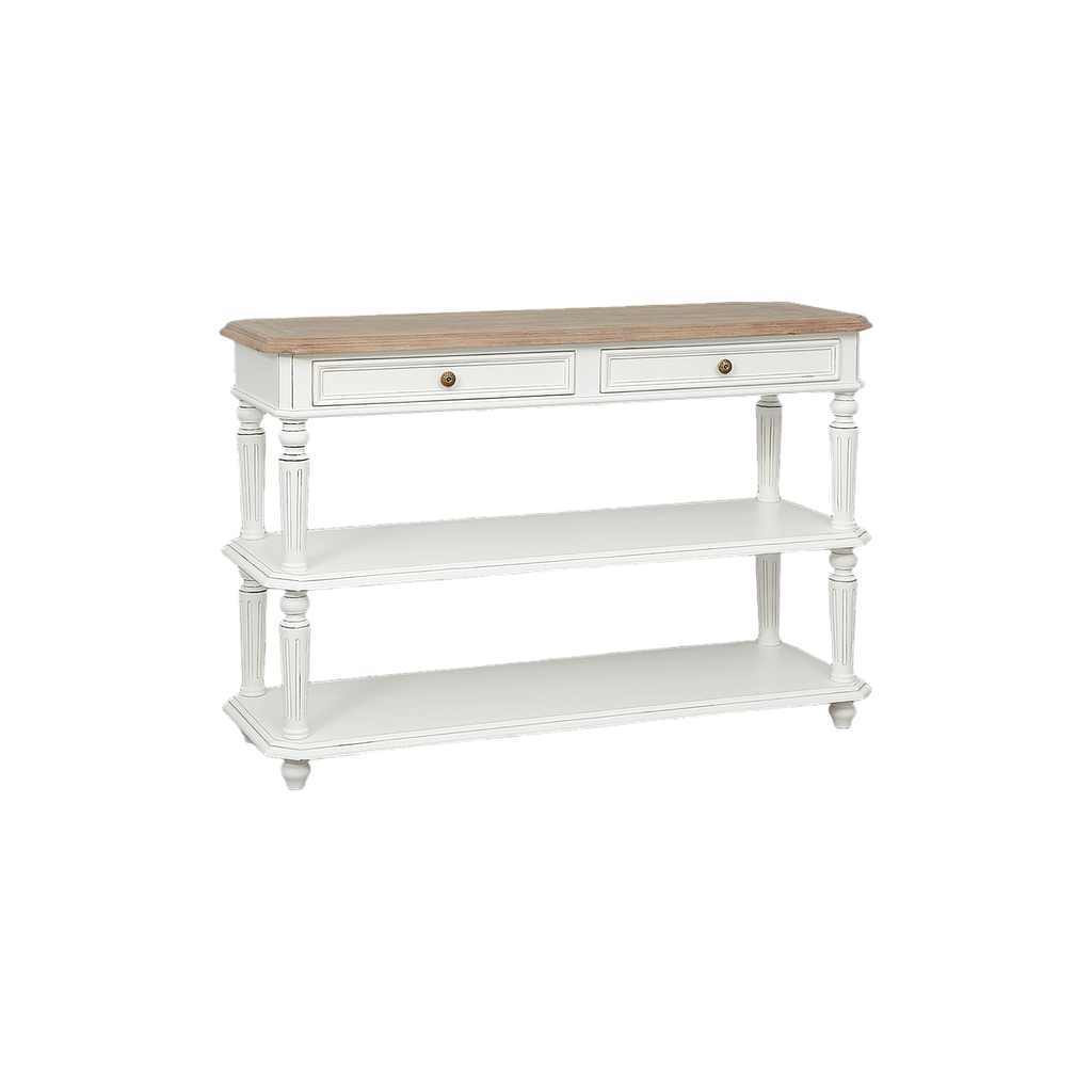 ANNE - Console table L120 - Brocante white and Toffee