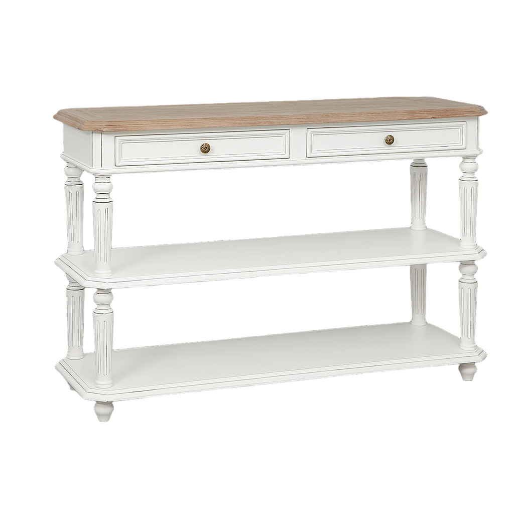 ANNE - Console table L120 - Brocante white and Toffee