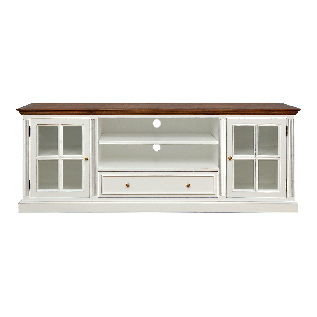 JERZY - TV stand L180 - Brocante white and Washed antic